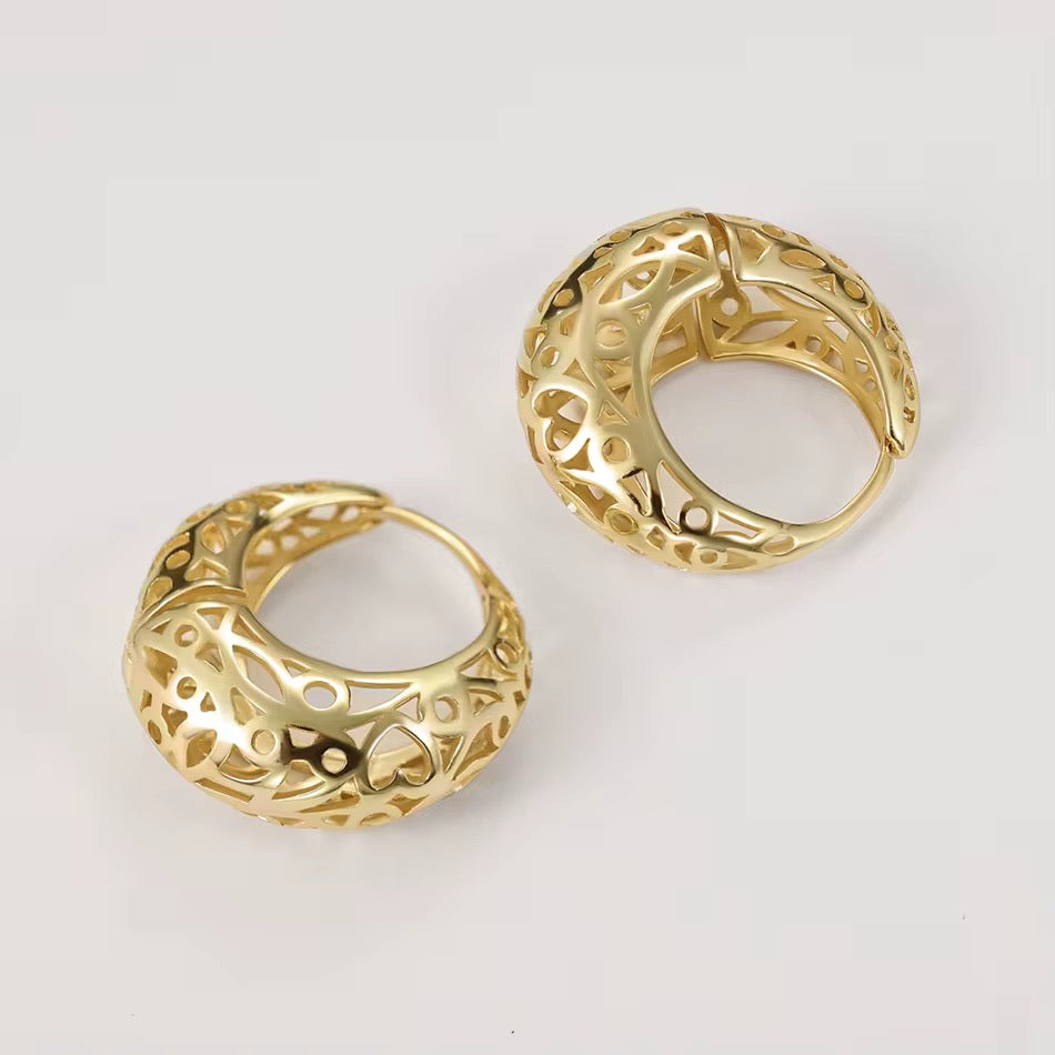 Leaf Chunky Gold Vermeil Hoop Earrings