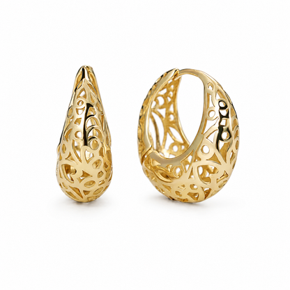 Leaf Chunky Gold Vermeil Hoop Earrings