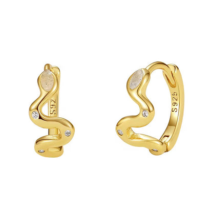 Marquise Moonstone Snake Gold Vermeil Hoop Earrings