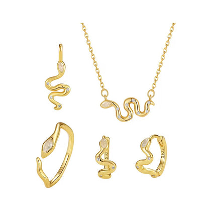 Marquise Moonstone Snake Gold Vermeil Hoop Earrings