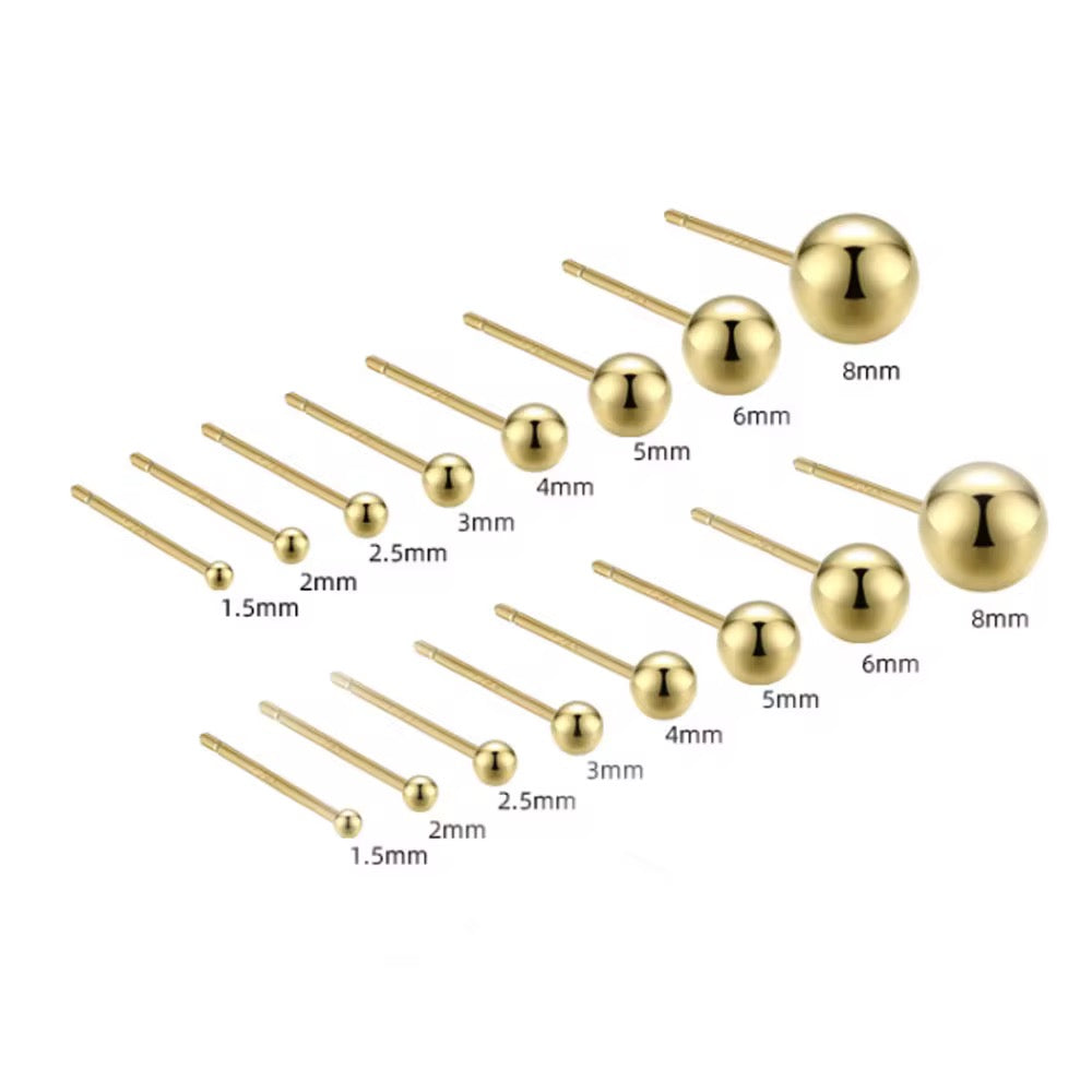 Gold Ball Stud Earrings — 18K Gold Plated Sterling Silver