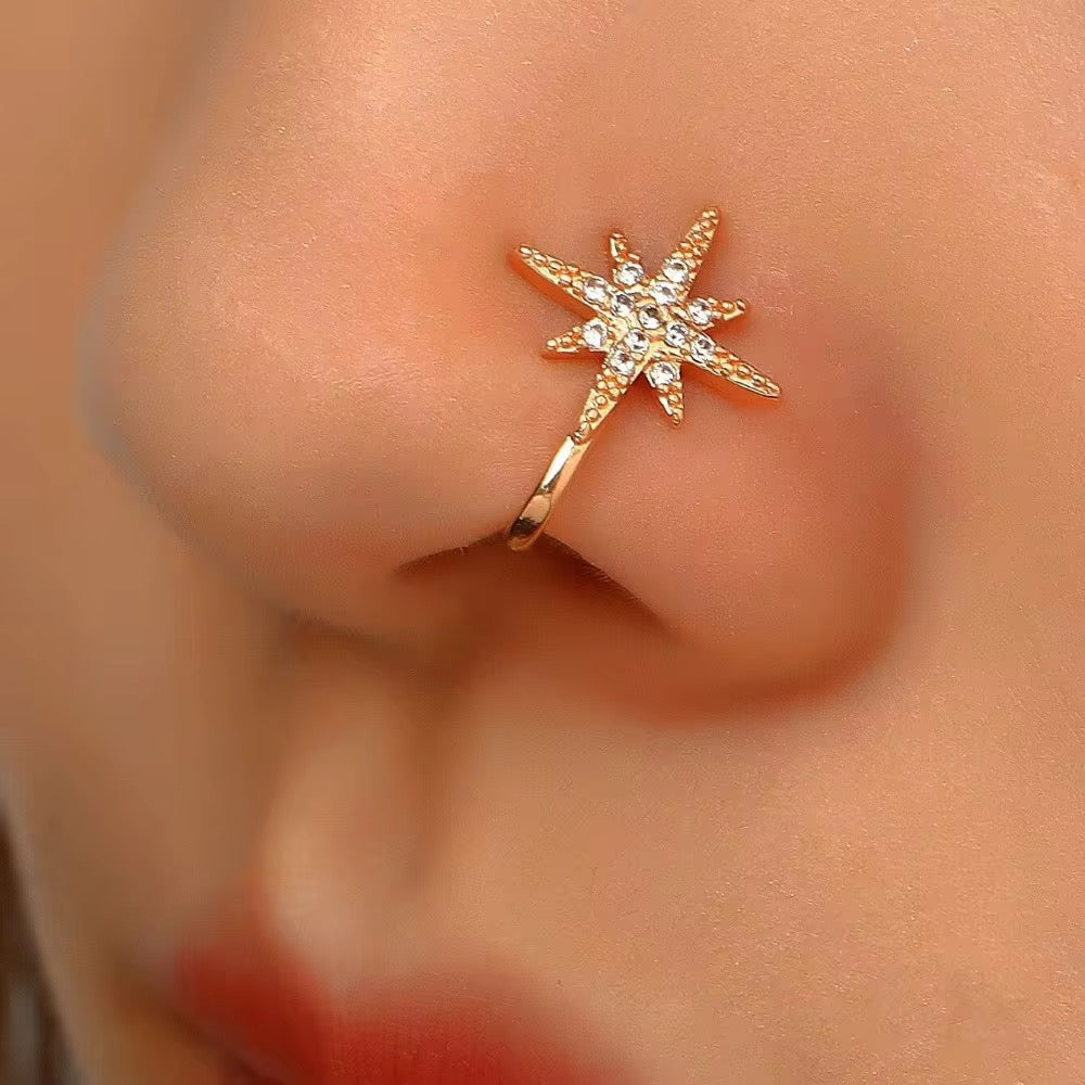 Starburst Nose Ring — 14K Gold Plated Sterling Silver