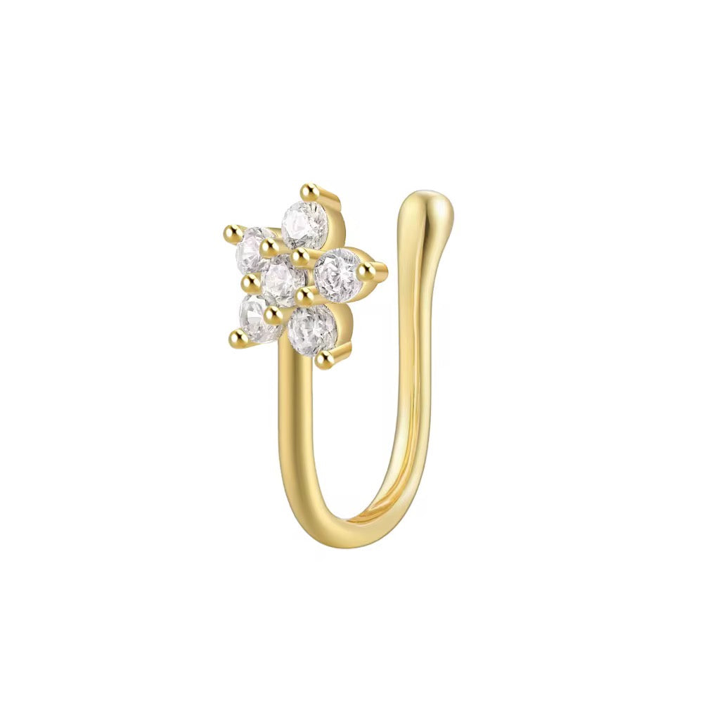 Flower Nose Cuff — 14K Gold Plated Sterling Silver