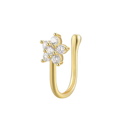 Flower Nose Cuff — 14K Gold Plated Sterling Silver