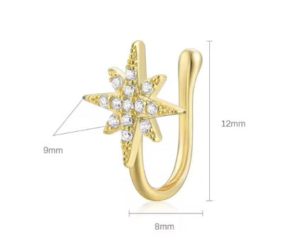 Starburst Nose Ring — 14K Gold Plated Sterling Silver