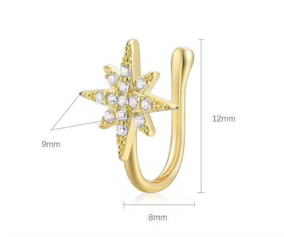 Starburst Nose Ring — 14K Gold Plated Sterling Silver