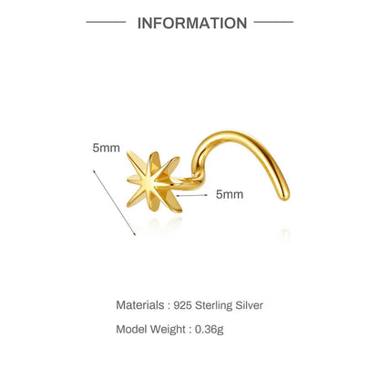 Star Nose Screw Stud — 14K Gold Plated Sterling Silver