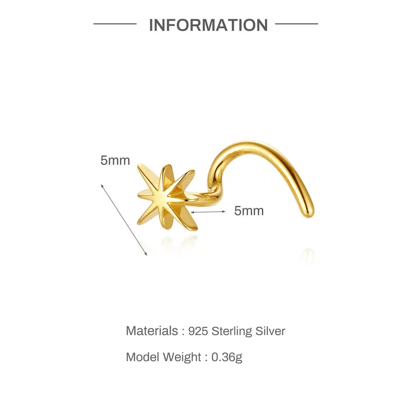 Star Nose Screw Stud — 14K Gold Plated Sterling Silver