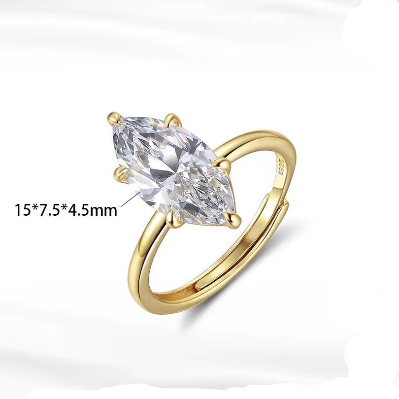 Marquise Solitaire Ring — Premium CZ, Sterling Silver