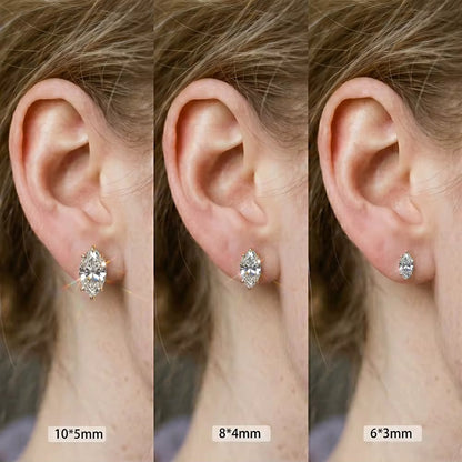 Marquise Moissanite Stud Earrings — Sterling Silver