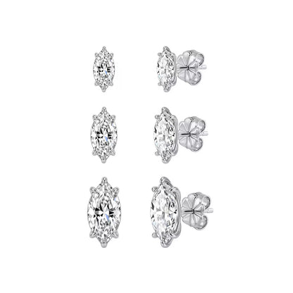 Marquise Moissanite Stud Earrings — Sterling Silver