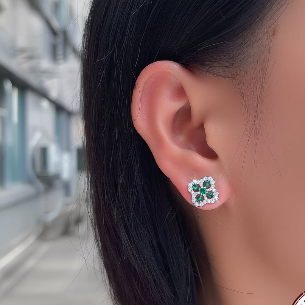 Four-Leaf Clover Stud Earrings Sterling Silver