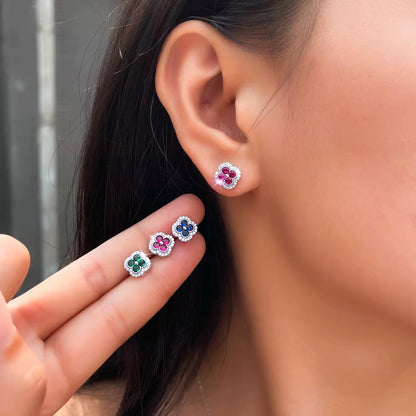 Flower Stud Earrings Sterling Silver