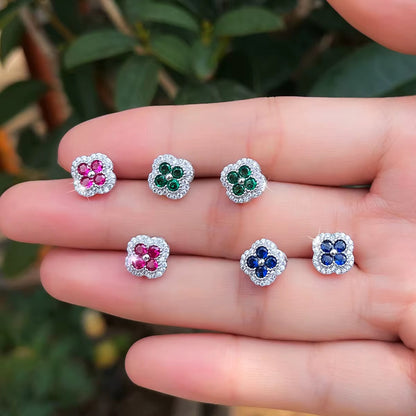 Flower Stud Earrings Sterling Silver