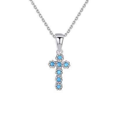 Turquoise Cross Choker Necklace Sterling Silver