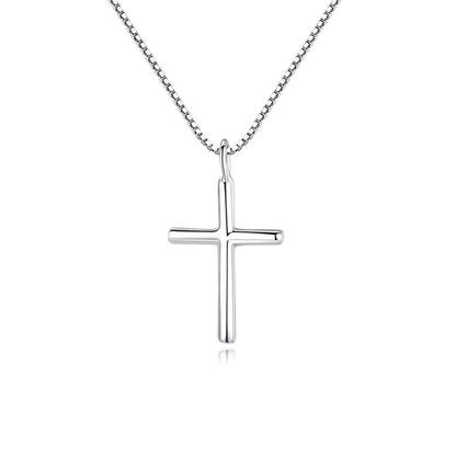Small Cross Pendant Necklace Sterling Silver