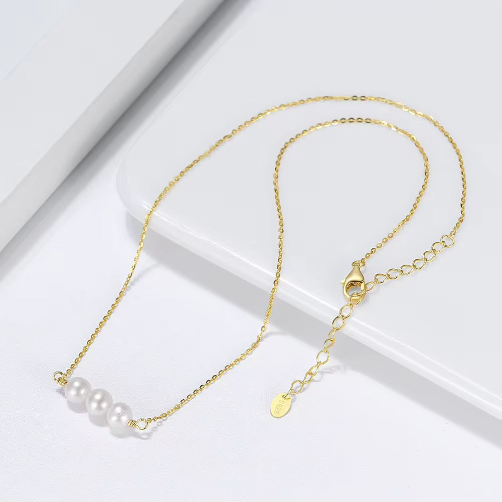 Three Pearl 14k Gold-Plated