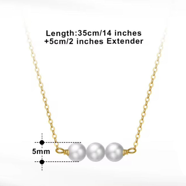 Three Pearl 14k Gold-Plated