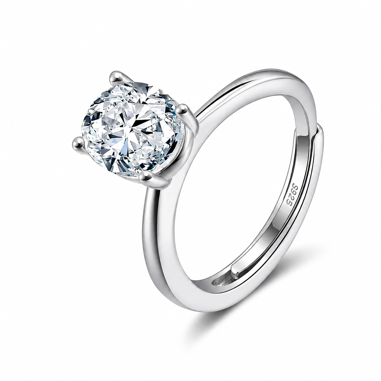 Oval Solitaire Ring — Premium CZ, Sterling Silver