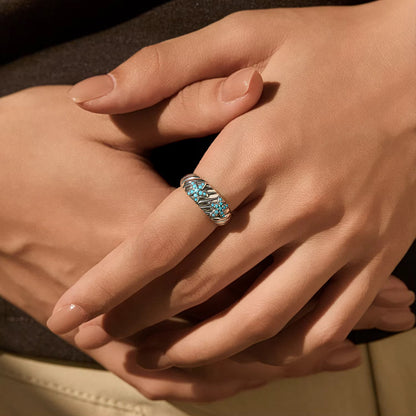 Turquoise Ocean Starfish Ring Sterling Silver
