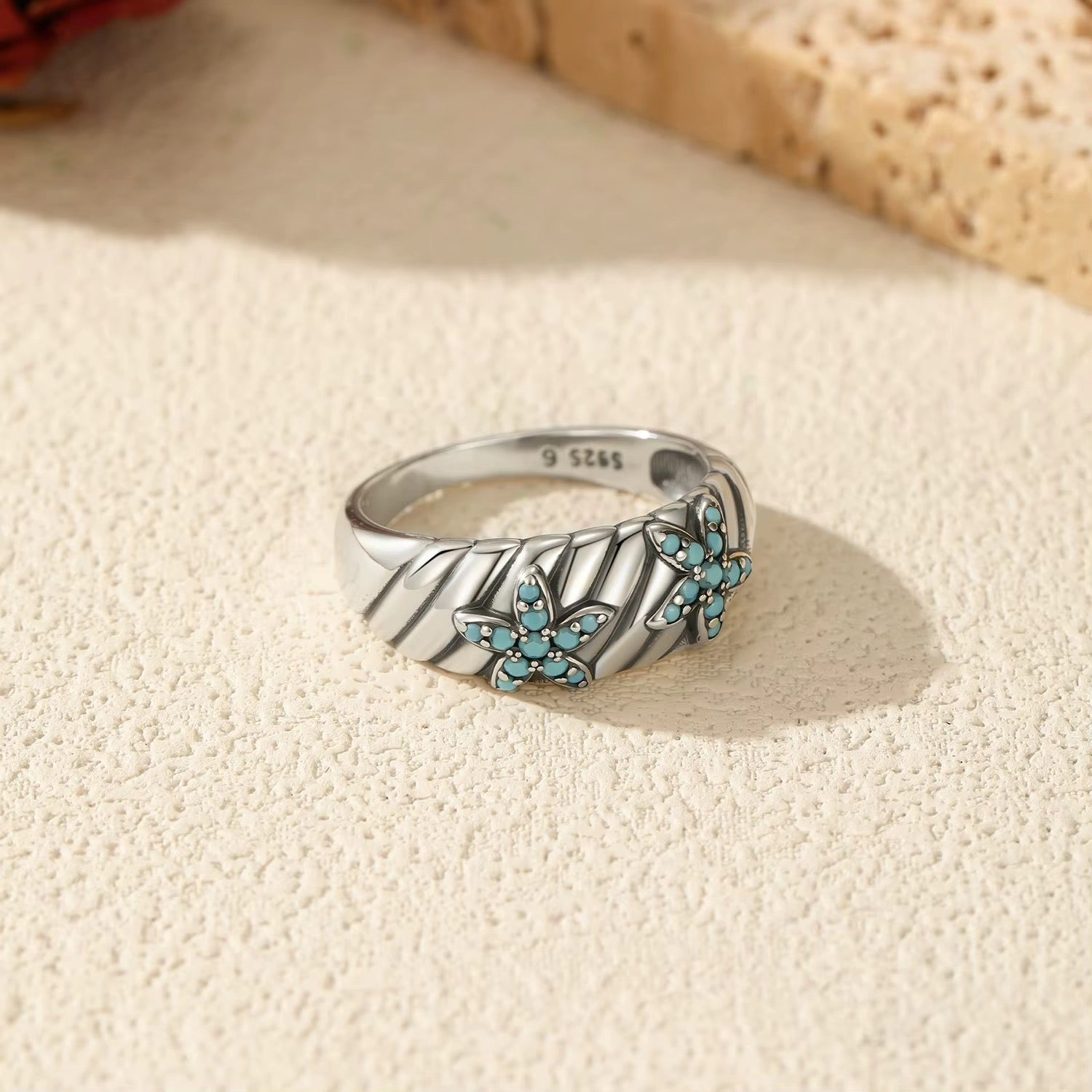 Turquoise Ocean Starfish Ring Sterling Silver