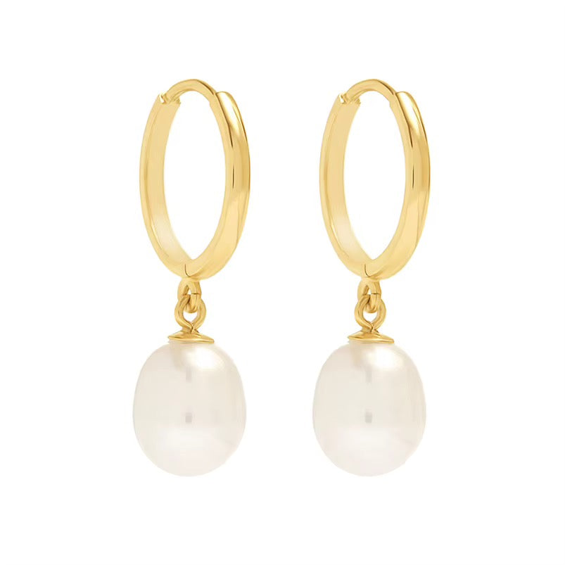 Freshwater Pearl Dangle Earrings — Sterling Silver