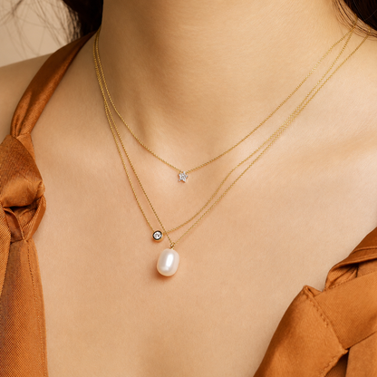 Freshwater Pearl Drop Necklace - Sterling Silver