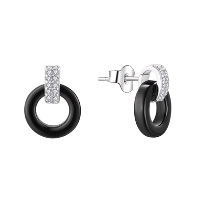 Black Ceramic CZ Earrings