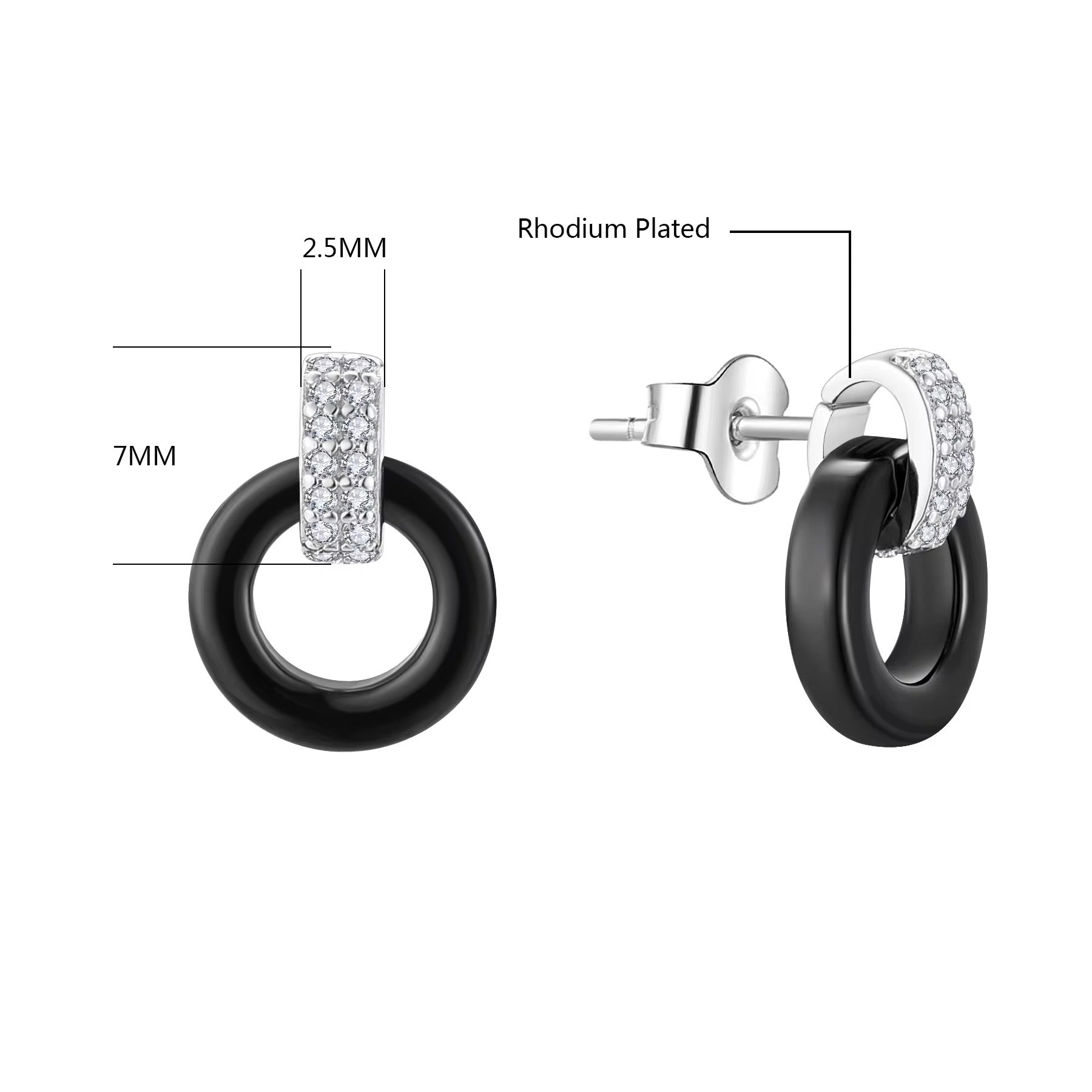 Black Ceramic CZ Earrings