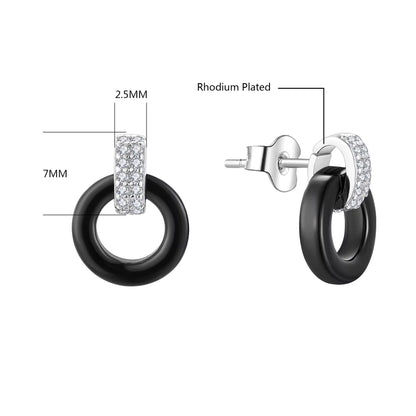 Black Ceramic CZ Earrings