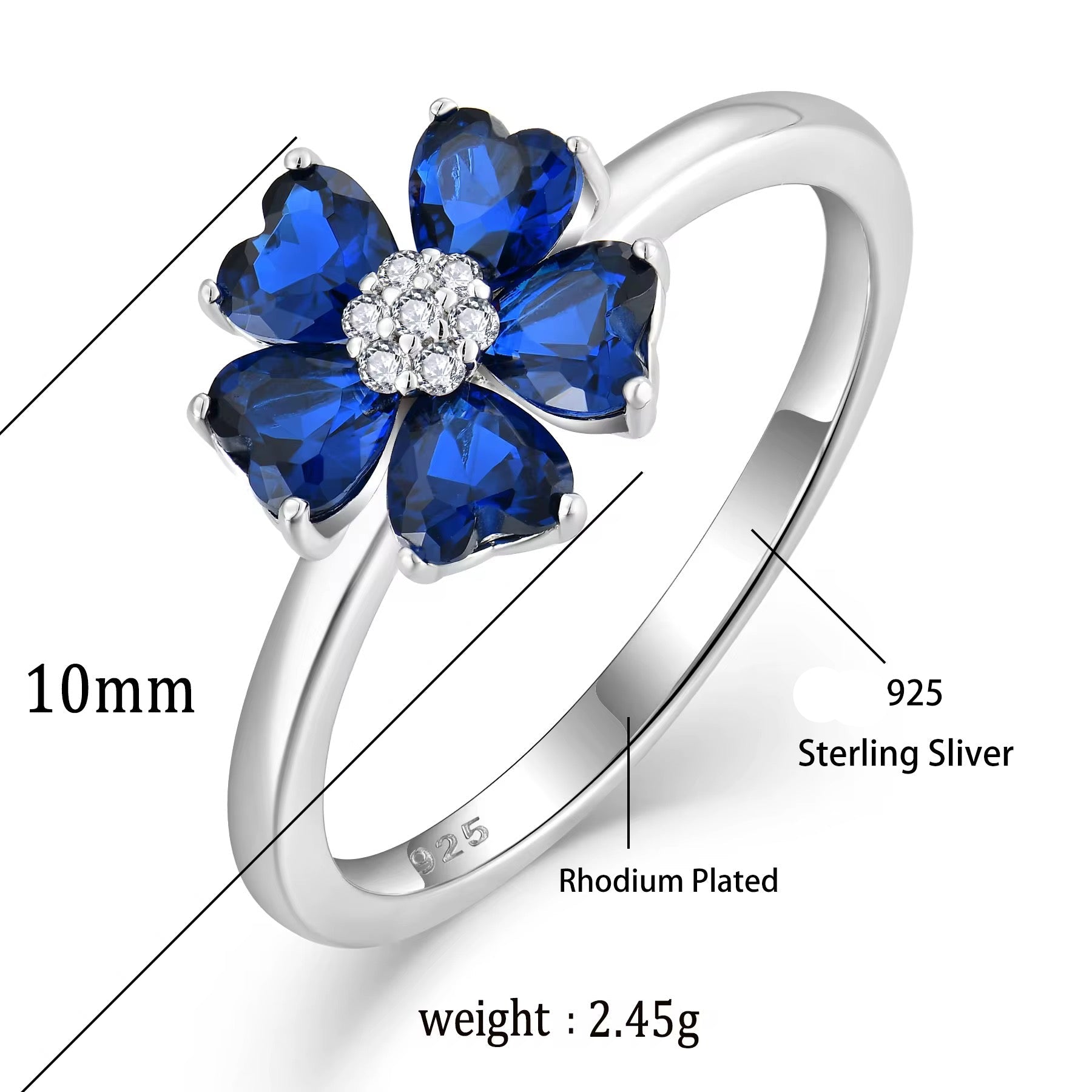 Blue Heart CZ Ring
