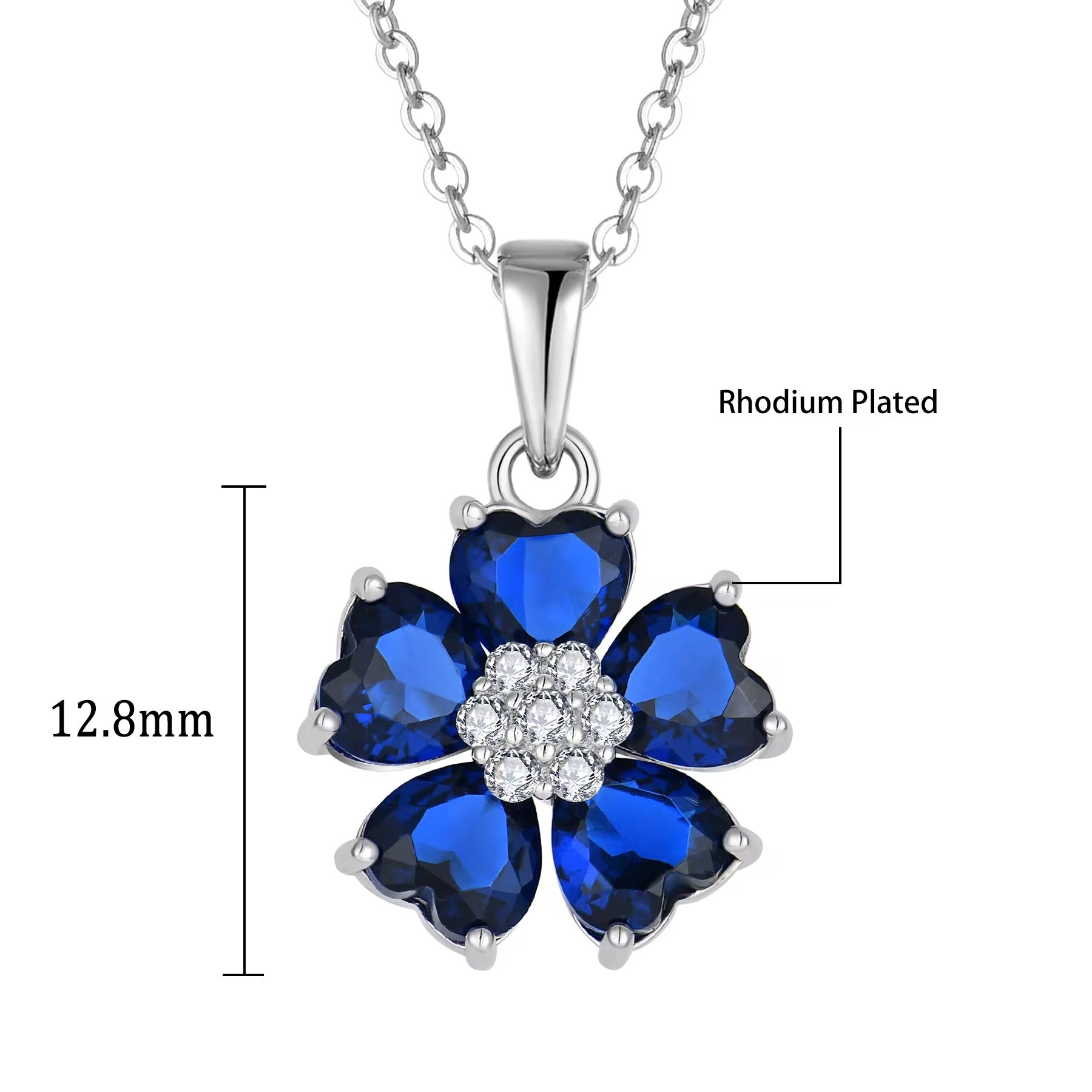 Blue Heart CZ Necklace