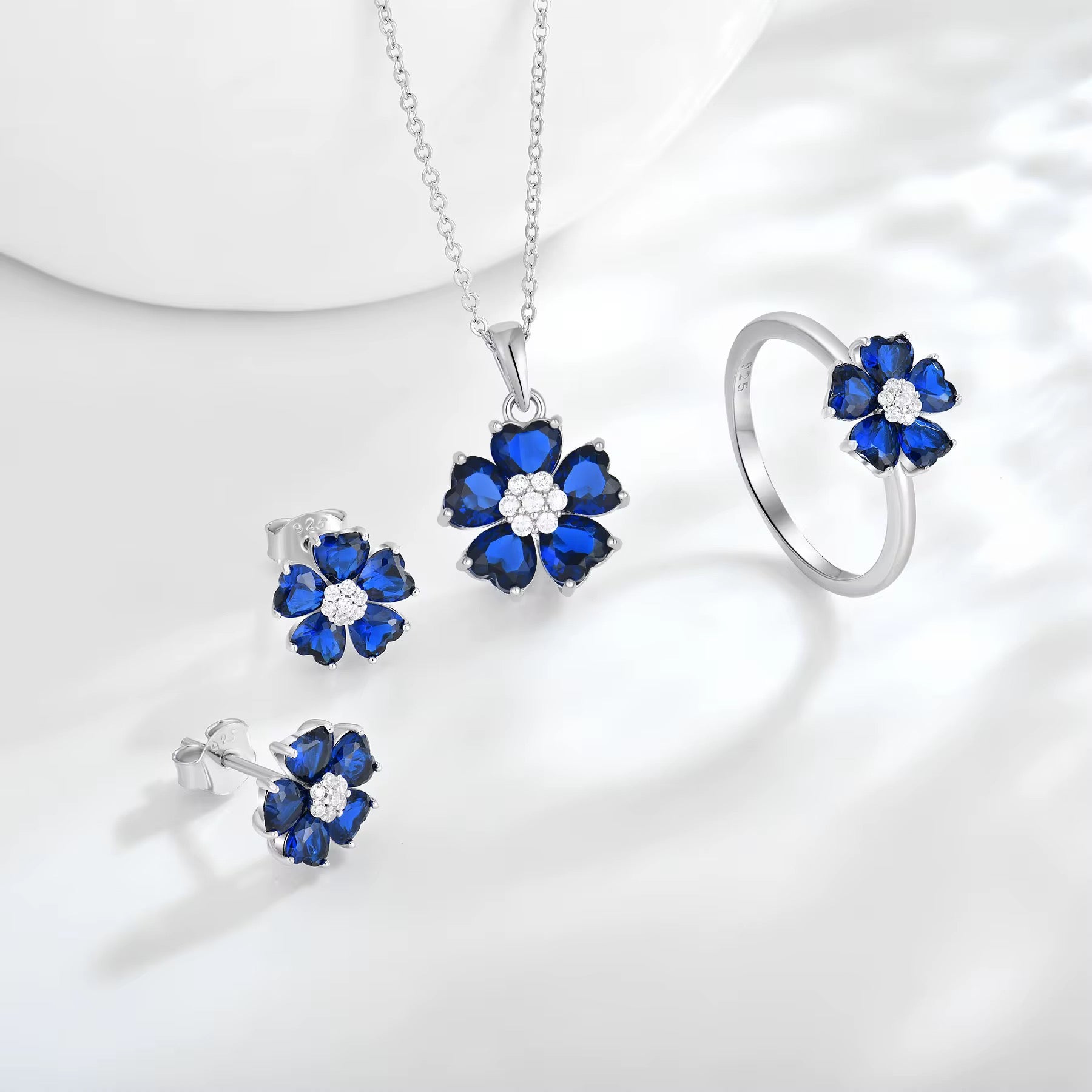Blue Heart CZ Ring