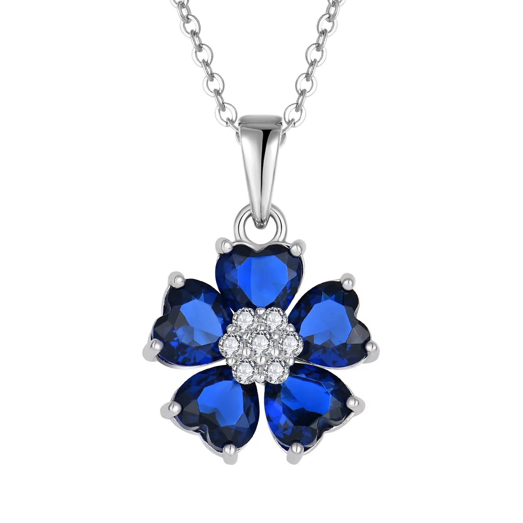 Blue Heart CZ Necklace