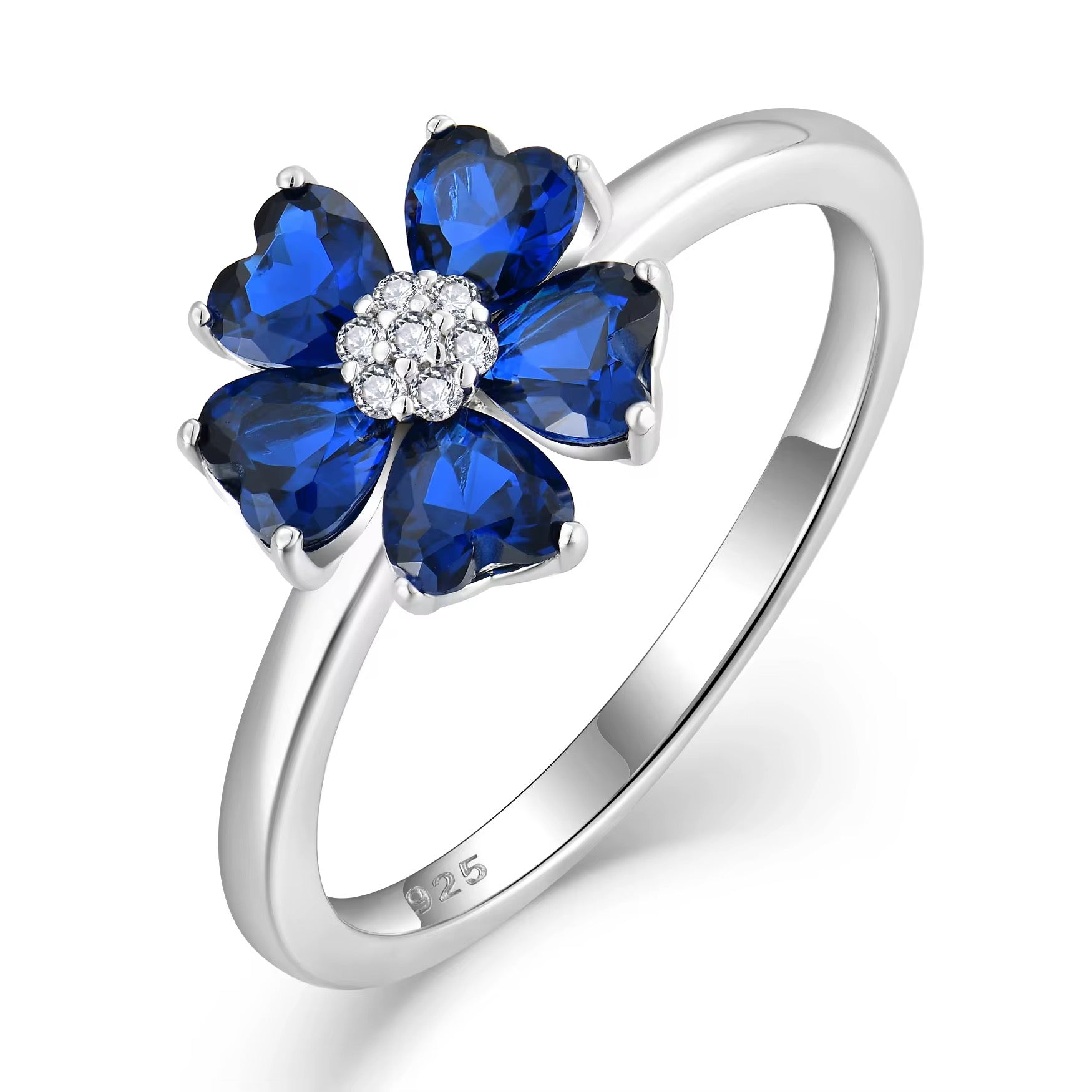 Blue Heart CZ Ring