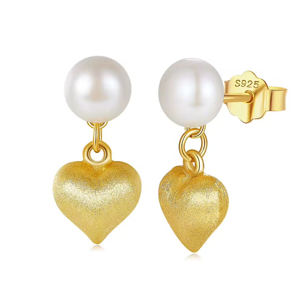 Pearl & Heart Earrings
