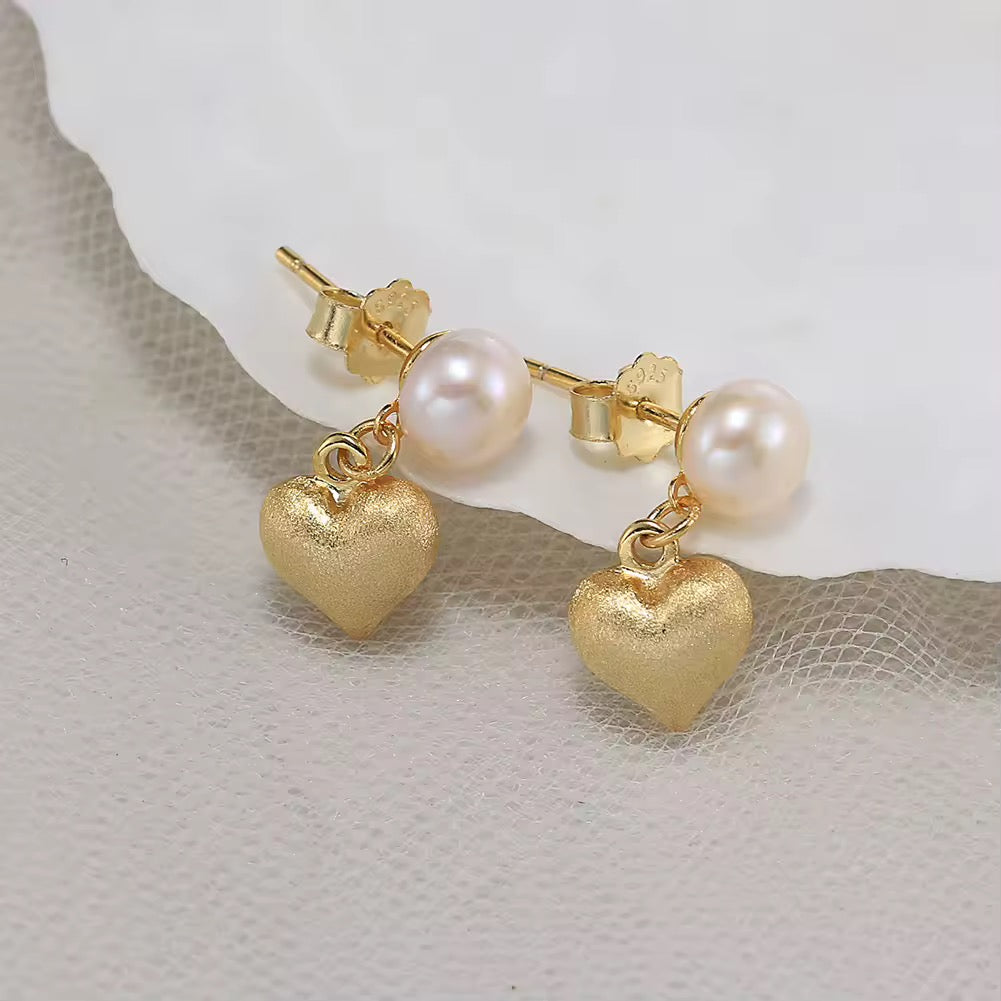 Pearl & Heart Earrings