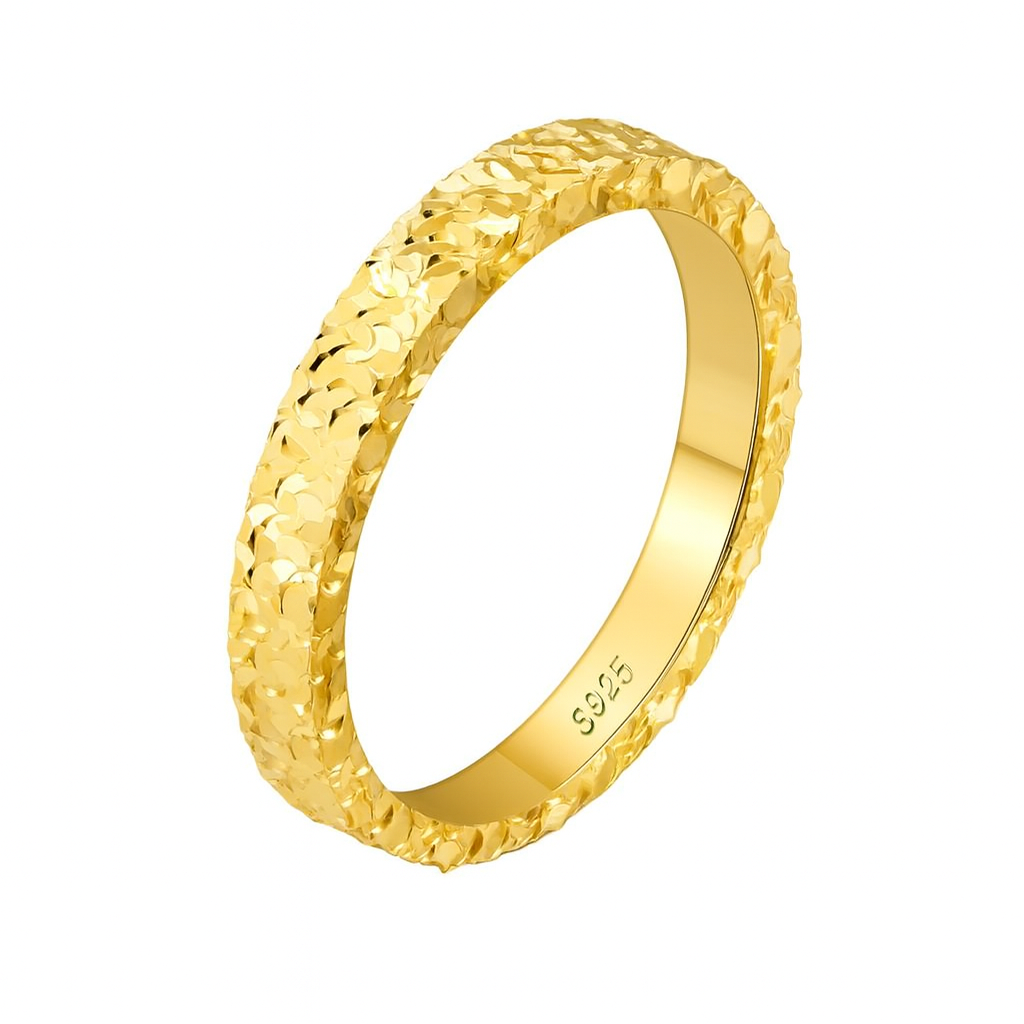 Hammer Pattern Sparkling Ring