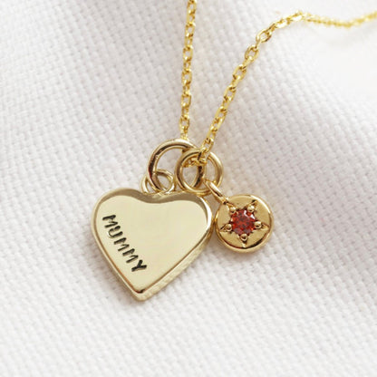 Heart Necklace with Birthstones