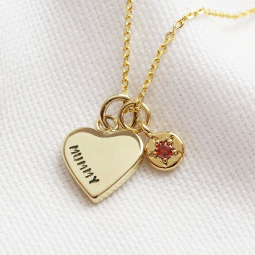 Heart Necklace with Birthstones