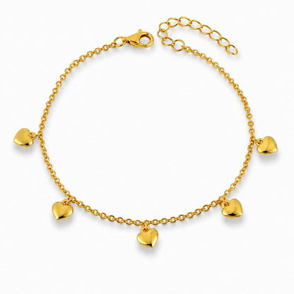 Heart Charm Bracelet Sterling Silver