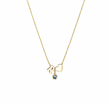 Initial Heart Necklace in 14k Gold-Plated Sterling Silver