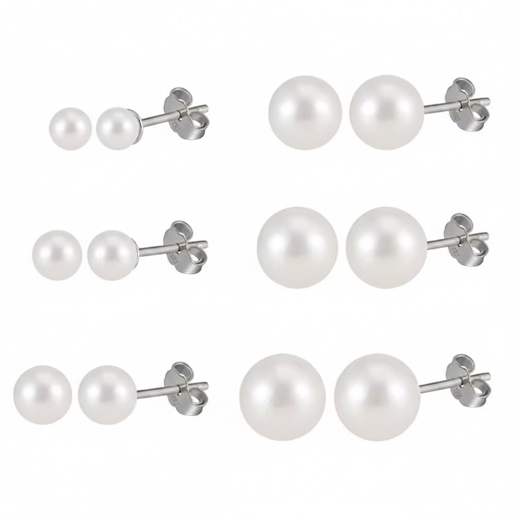 Round Shape Pearl Stud Earrings