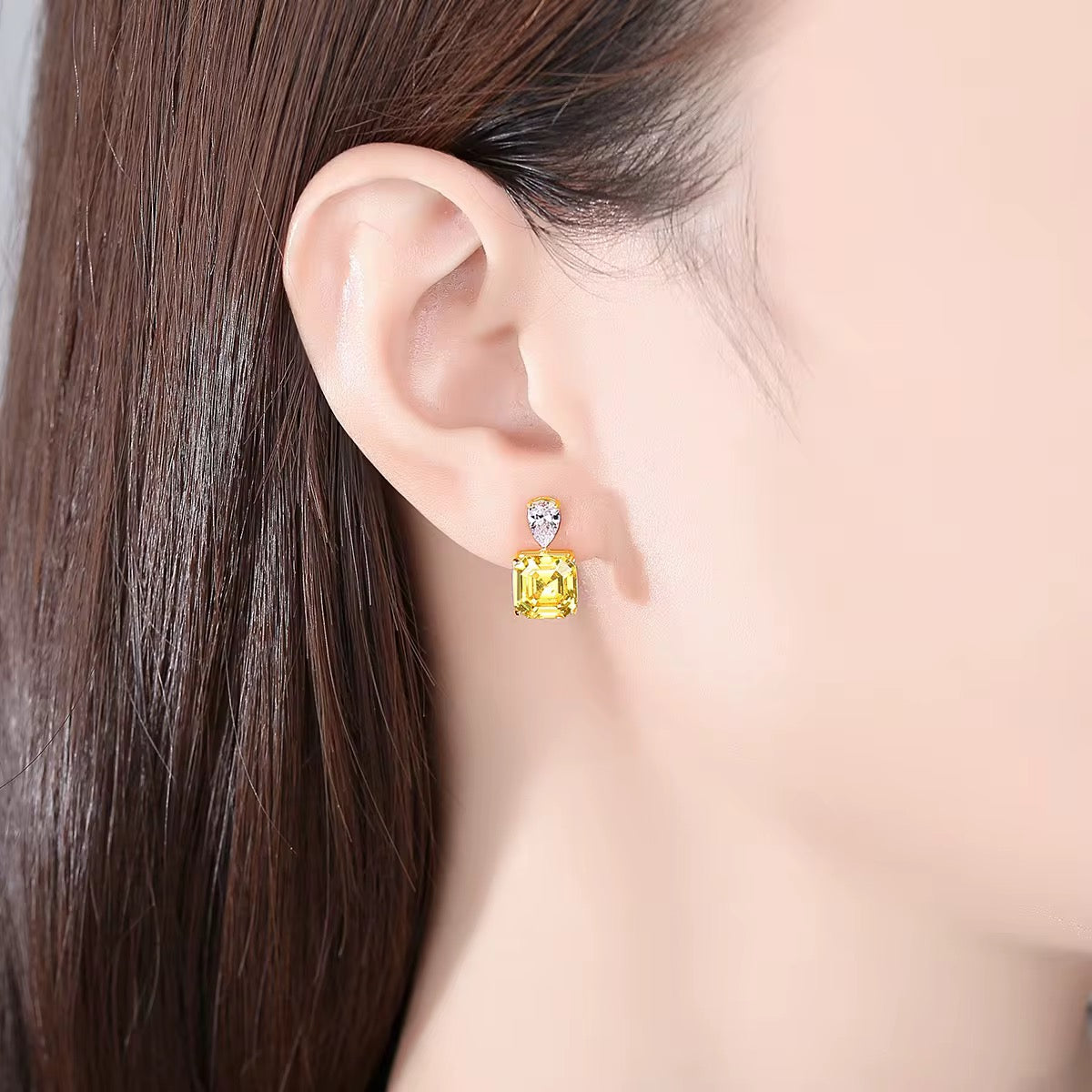 Square CZ Stud Earrings