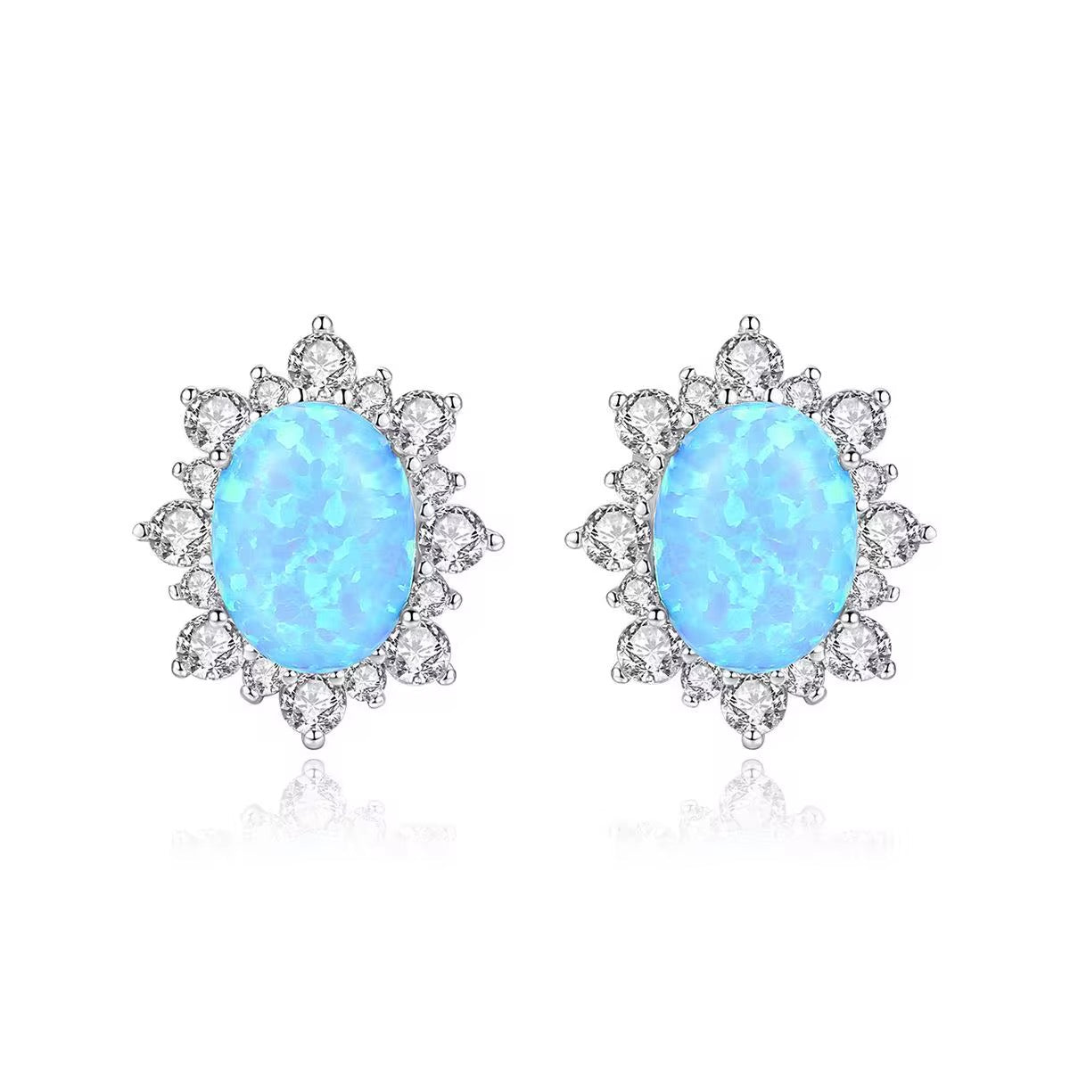 Blue Opal Stud Earrings