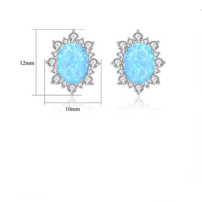 Blue Opal Stud Earrings