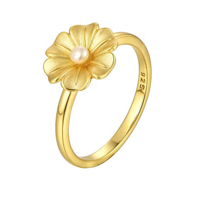 Pearl Golden Flower Ring