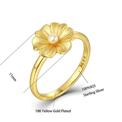 Pearl Golden Flower Ring