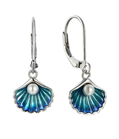 Blue shell Pear Earrings