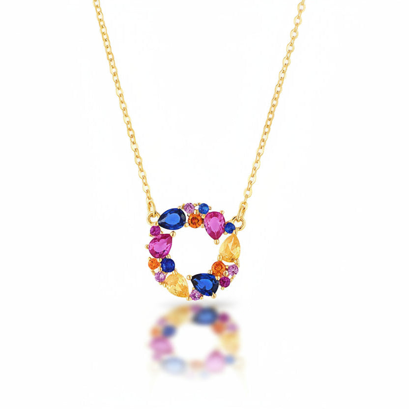 Multi color CZ Stud Necklace